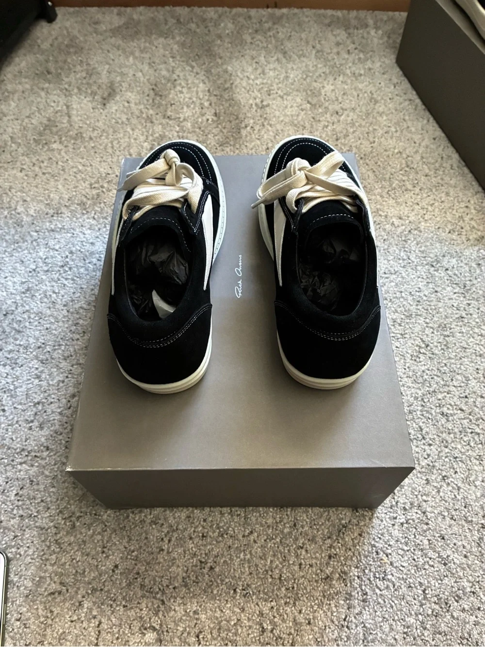 Men's Black and Cream Suede Low-Top Sneakers